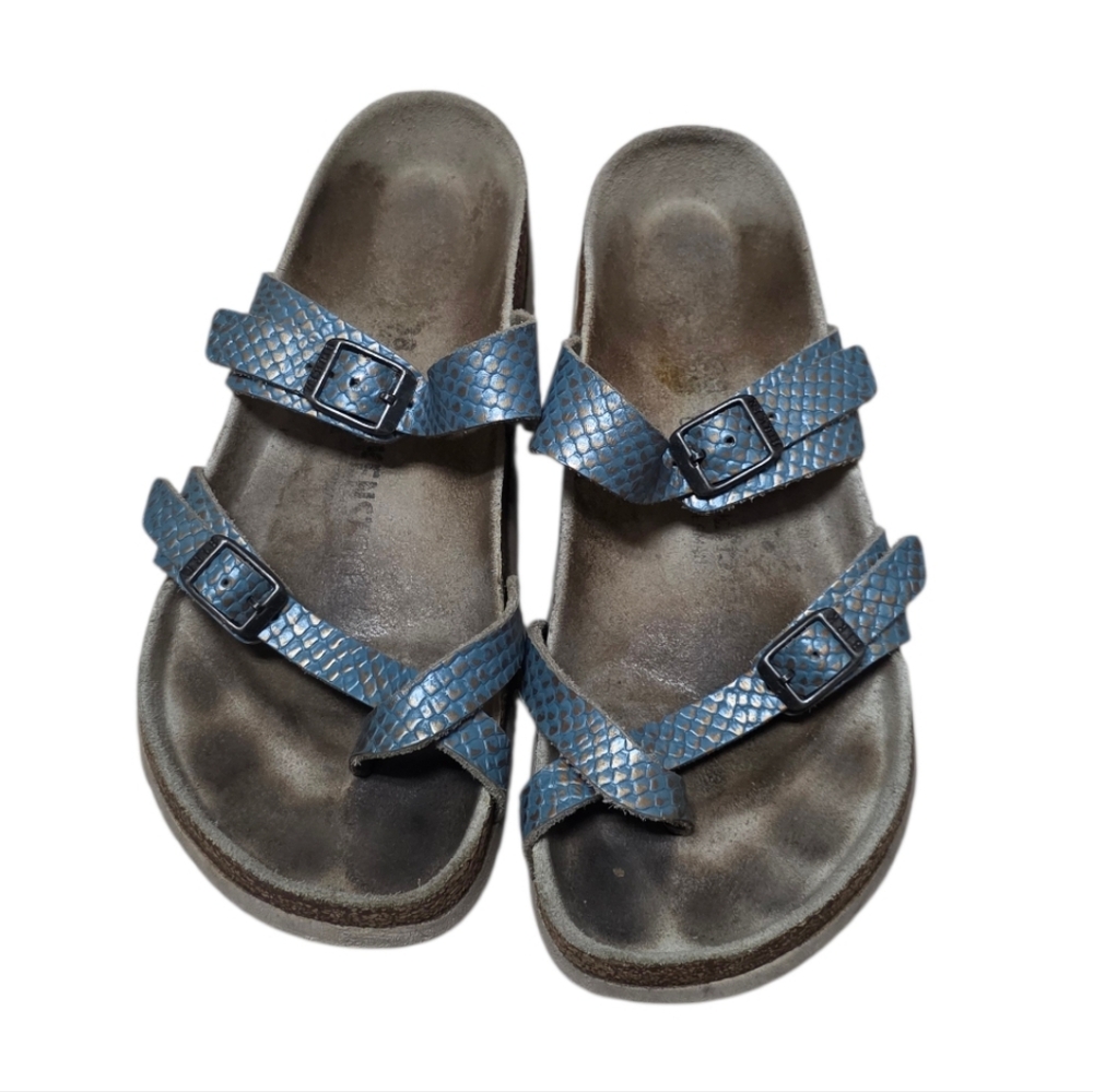 Birkenstock Mayari Mermaid Embossed Leather Strap Sandals
